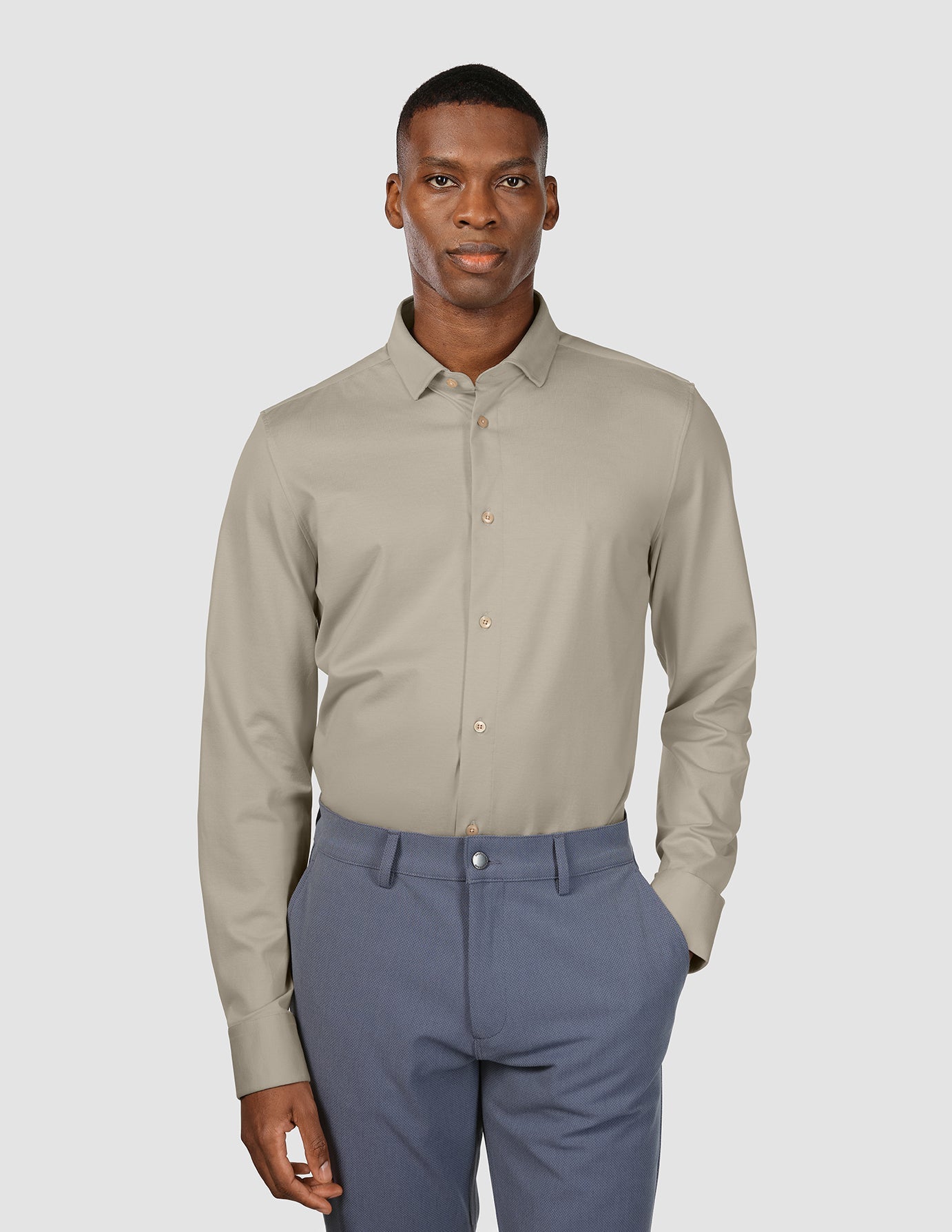 Classic Hemd Stone Beige Slim